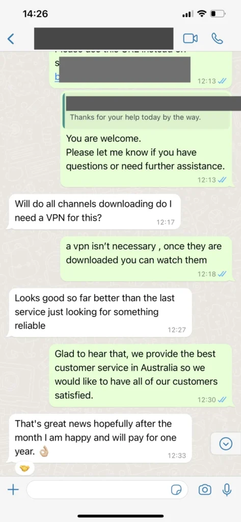 WhatsApp customer support feedback screenshot 3